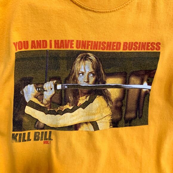Kill Bill Vol 1 Yellow Graphic T-Shirt Size S Quentin Tarantino Y2K Pop Culture - Picture 3 of 4
